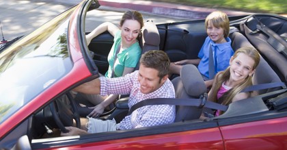 Family in car